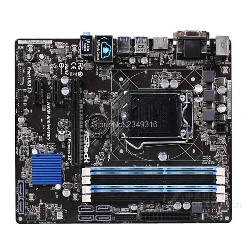 Б/у оригинальный слот LGA1150 H97 материнская плата для ASRock H97M Юбилейная настольная