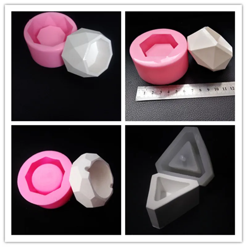 

Small cement flowerpot silicone mold for cactus candle DIY Ceramic Clay Ashtray Molds for Concrete Pot Making