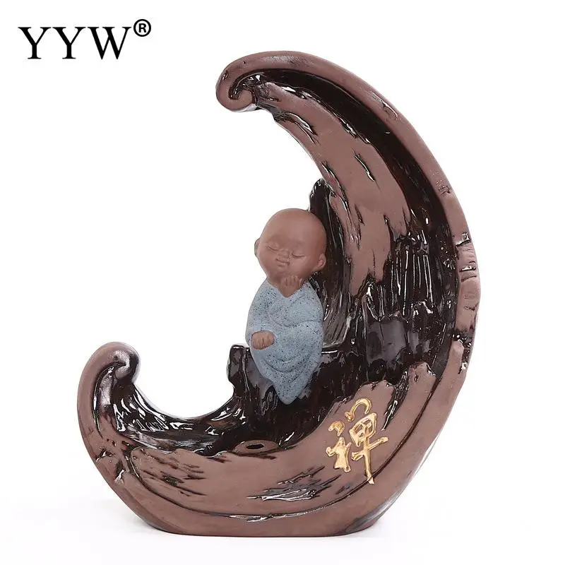 

Incense Stick Burner Backflow Incense Stick Holder Burner Chinese Crafts Home Decor Monk Ceramic Censer Oud Incenso Aroma Burner