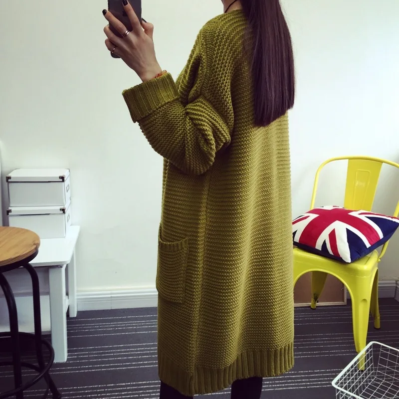 long knitted Cardigan Women Sweater casual Pocket Poncho Plus Size Coat Loose Sweaters vestidos Cardigans DX561 |
