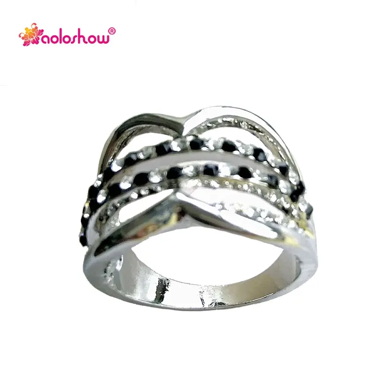 AOLOSHOW модные кольца со стразами для женщин Свадебные вечерние Обручальные