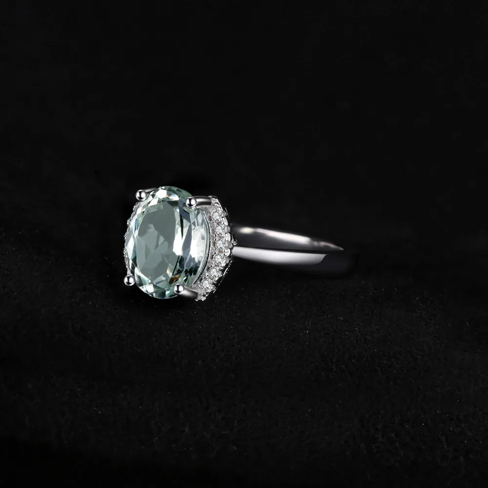 Jewelrypalace Марка овальные 1.8ct натуральный камень зеленый аметист Обручение кольцо