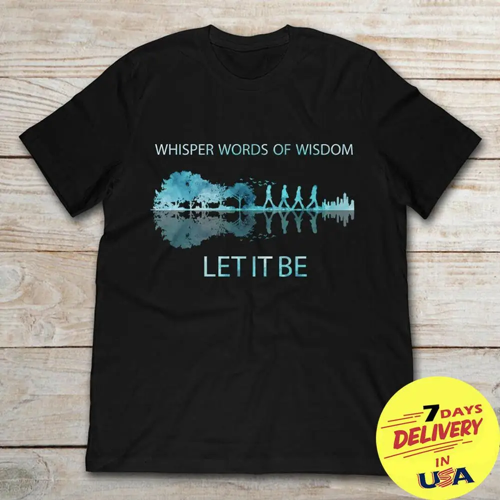 Винтажная черная футболка с надписью Whisper Of Wisdom Let It Be Guitar Lake View S-3Xl унисекс 2019 |