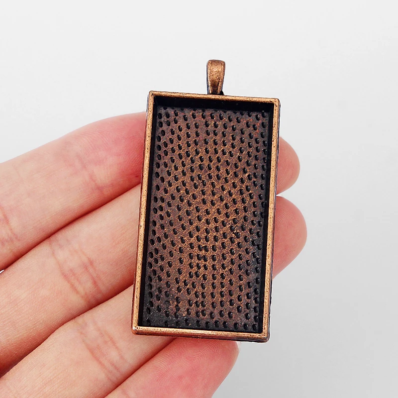 

5pcs Antique Copper Rectangle 47.5x24mm Cameo Cabochon Setting Bezel Pendant Tray Blanks DIY Neckalce Making Fidings 60x28mm