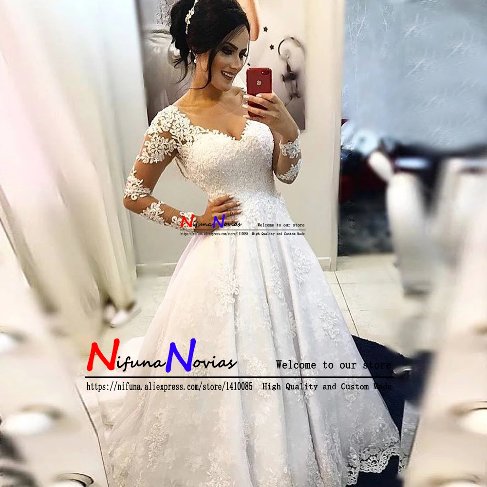 Vestidos De Noiva бальное платье с длинным рукавом свадебное 2019 Свадебные платья