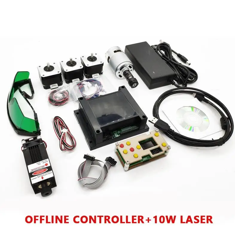 with 10W Laser ЧПУ 3 оси Управление Системы V3.3-150W GRBL лазерная гравировка машины в автономном режиме Управление Панель шаговый двигатель ER11 мотор шпинделя - Цвет: with 10W Laser