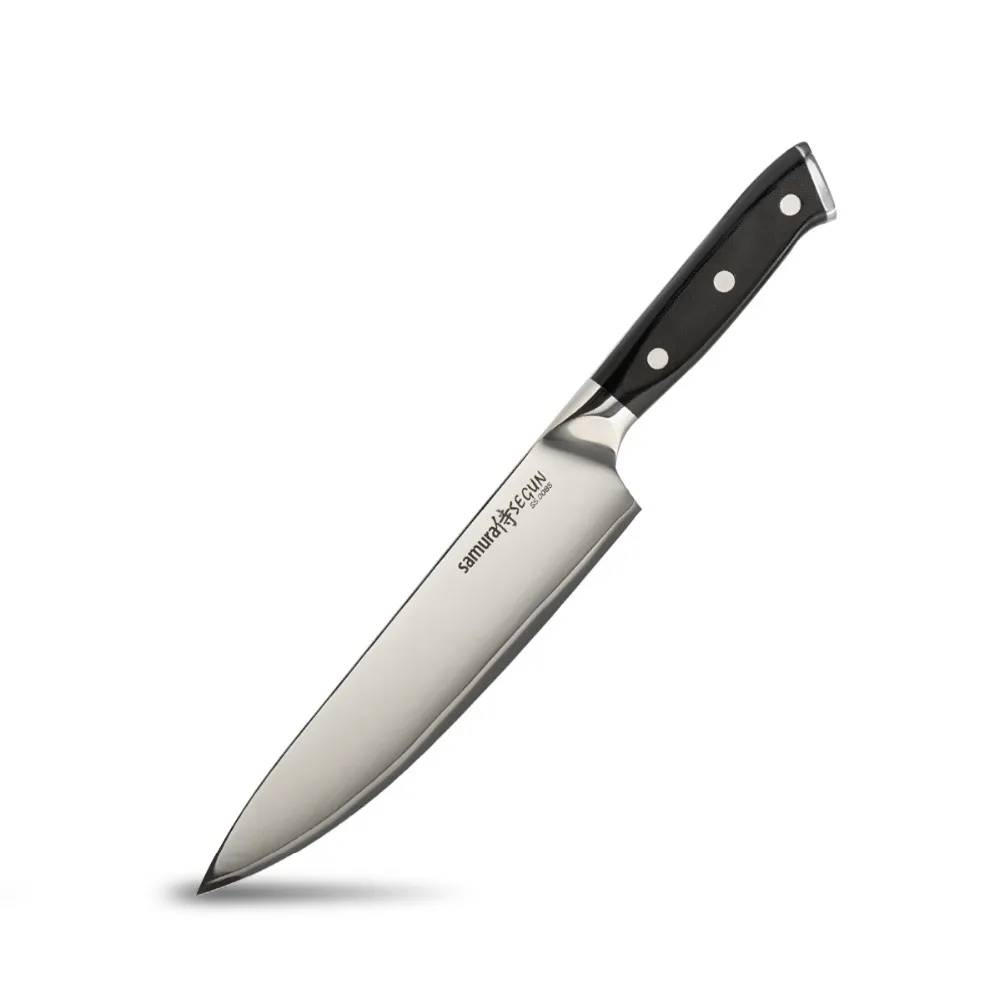 Ножи кухонные SS-0085 Нож шеф-повара для кухни 8 Дюймов(200 мм) 3 Слоя AUS-10 Японская Нержавеющая Сталь Черная G10 рукоятка