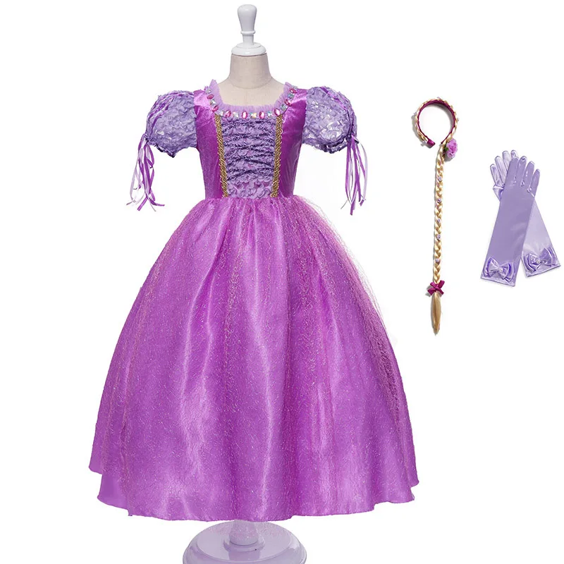 Girl Fancy Cosplay Rapunzal Dress Children Purple Princess Costume Kids Masquerade Birthday Party Halloween Dresses Ball Gown | Детская
