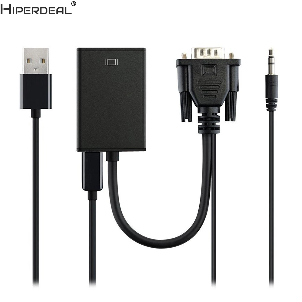 HIPERDEAL VGA разъем папа HDMI совместимый выход 1080P HD + Аудио ТВ AV видео кабель