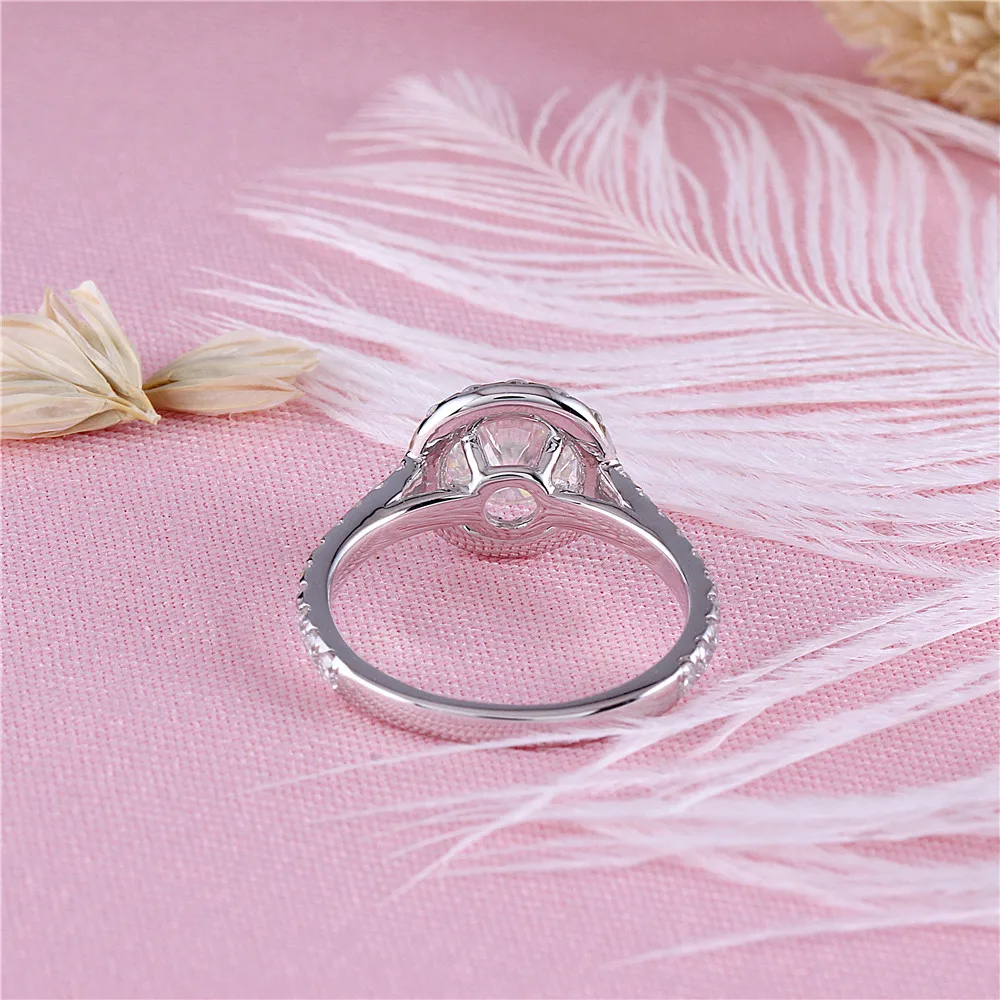 Обручальное кольцо Transgems Center 1ct Halo Moissanite 14K цвет белого золота GH 6 5 MM с акцентами