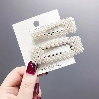 A012 2pcs Заколка для волос в Корейском стиле для женщин и девочек из металлического сплава из жемчуга BB заколки для волос Роскошные многофункциональные ряды неправильные искусственные жемчужины декоративные шпильки для волос - Цвет: A012 2pcs