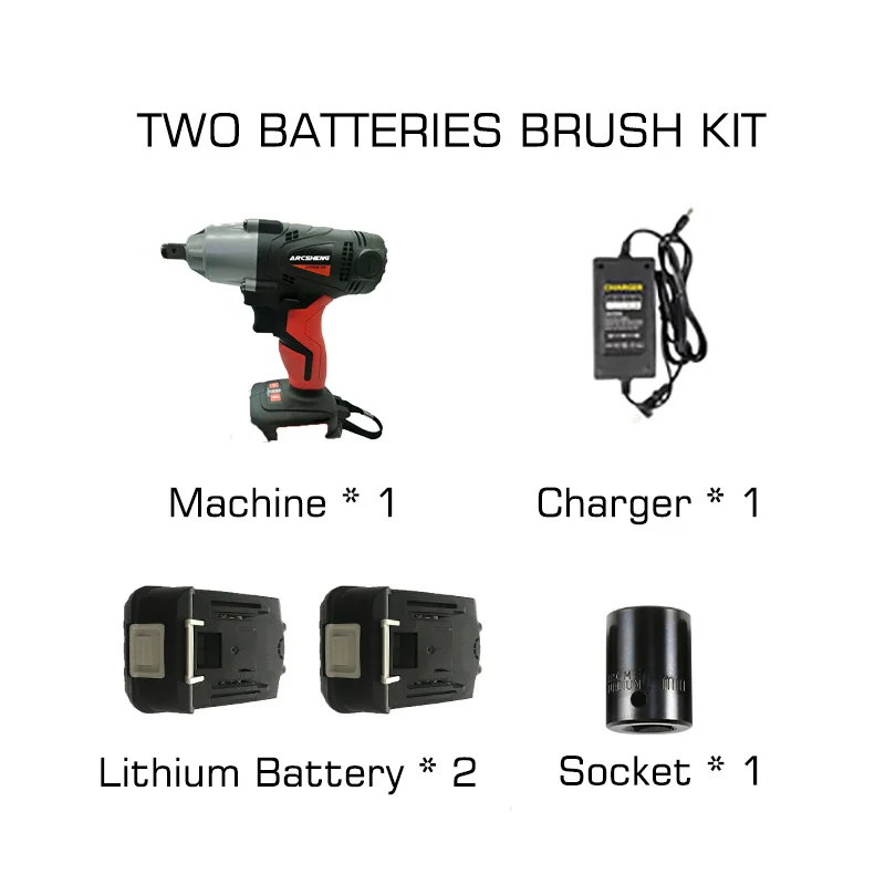 Ударный электрический гайковерт с литиевым аккумулятором 88 в 2 шт. максимальный