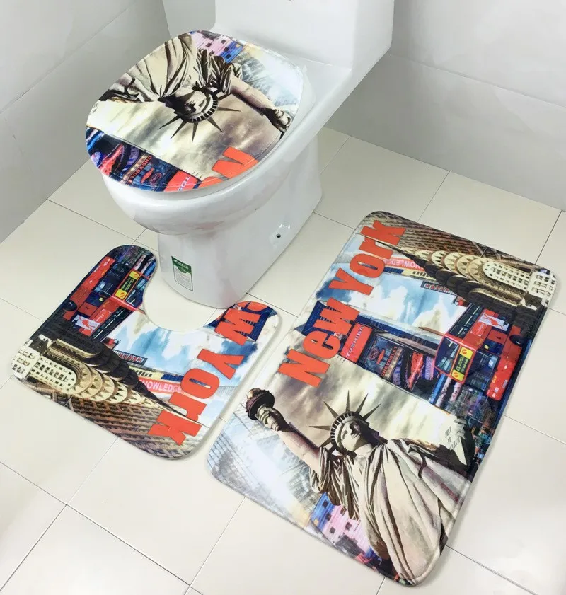 3 шт./компл. крышка для унитаза с башней и булыжником набор ковриков ванной