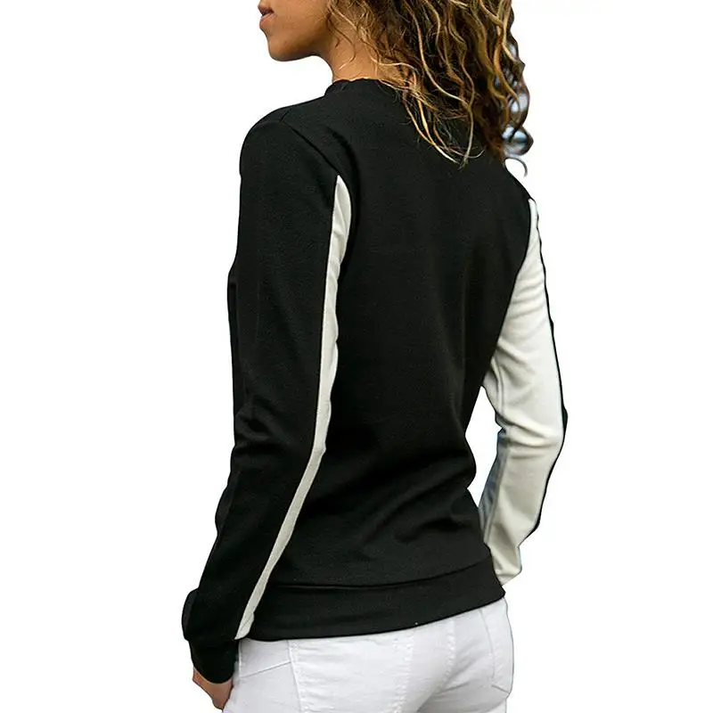

2018 Autumn Fashion Patchwork Color Sweatshirts Womens Long Sleeve Pullover O Neck Hoodies Tops SJ239X