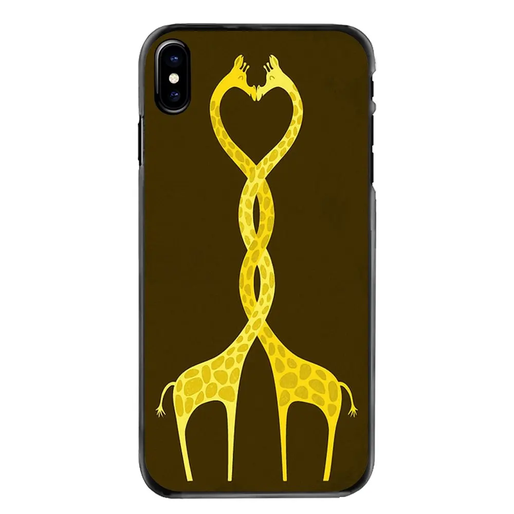 For iPhone 4 4S 5 5S 5C SE 6 6S 7 8 Plus X XR XS Max iPod Touch Cell Phone Cover Yellow Cartoons Giraffe Pattern Art Print |