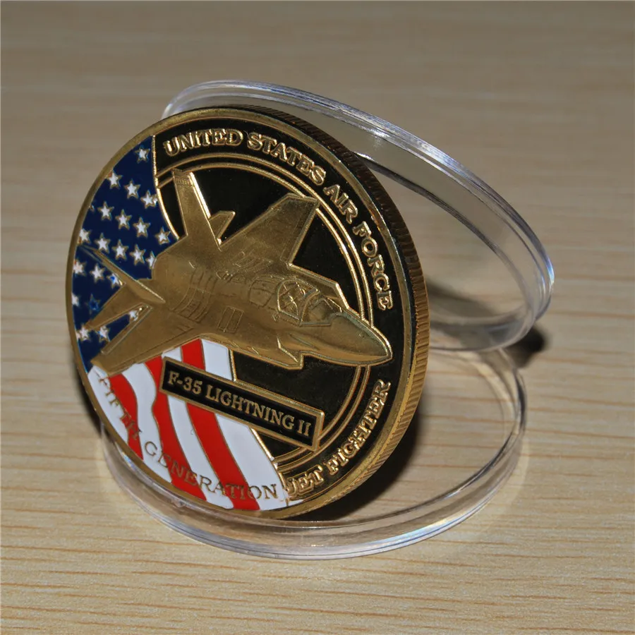 

F-35 LIGHTNING II монета 1 унция, США, ВВС, реактивный истребитель, монета 50 шт./лот, Бесплатная доставка DHL