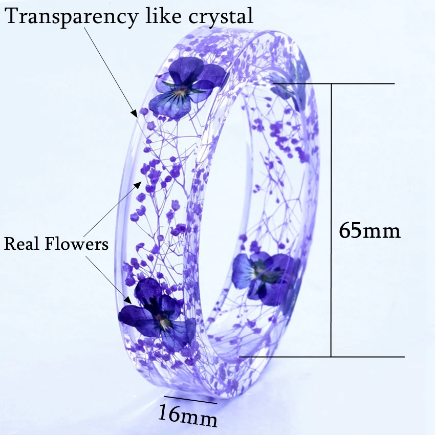 Ручной работы фиолетовые цветы браслеты Круглые ручной прозрачные женские для