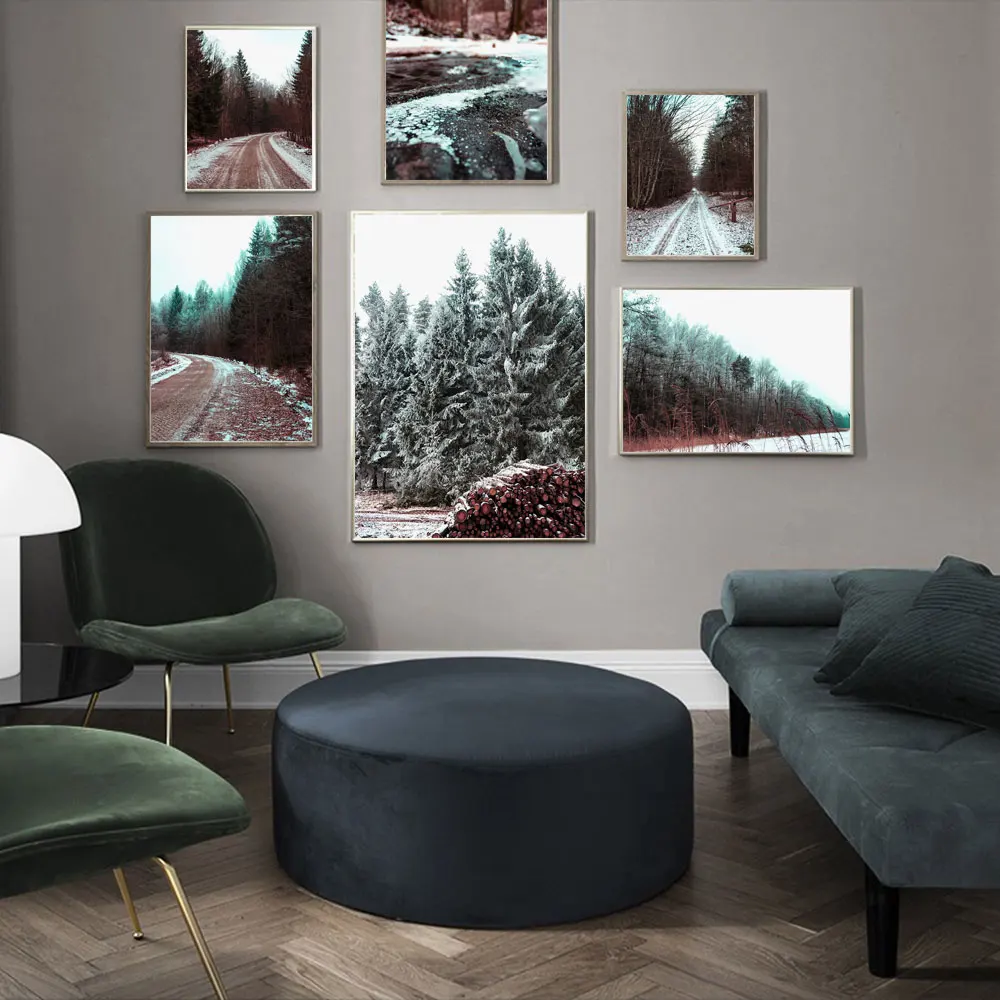 

Nordic Landscape Forest Snow Road Scandinavian Wall Art Canvas Painting Posters And Prints Wall Pictures for Living Room Decor