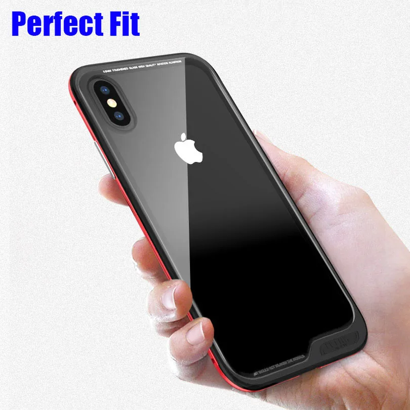 Для iPhone X Case Оригинальный Роскошный Алюминий металлический каркас + 9 H Стекло