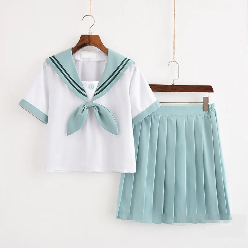 Tops and skirts Tie Японские девушки JK костюм моряка для маскарада школьная форма с длинным/коротким рукавом Футболка консервативный стиль колледж юбка женский костюм - Цвет: Tops and skirts Tie