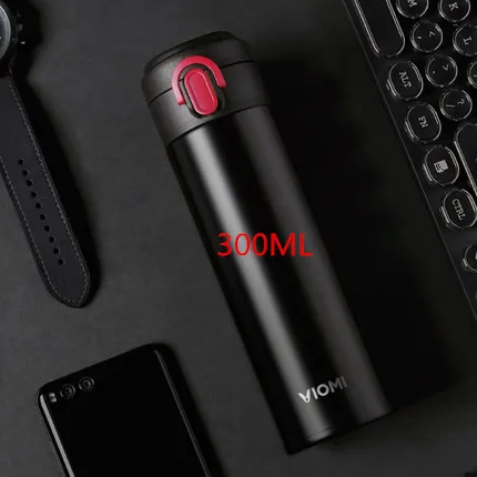 300ml black Xiaomi mi jia VIO mi-термос из нержавеющей стали 24 часа в сутки для воды интеллигентая(ый), открывается одним движением, термостат - Цвет: 300ml black