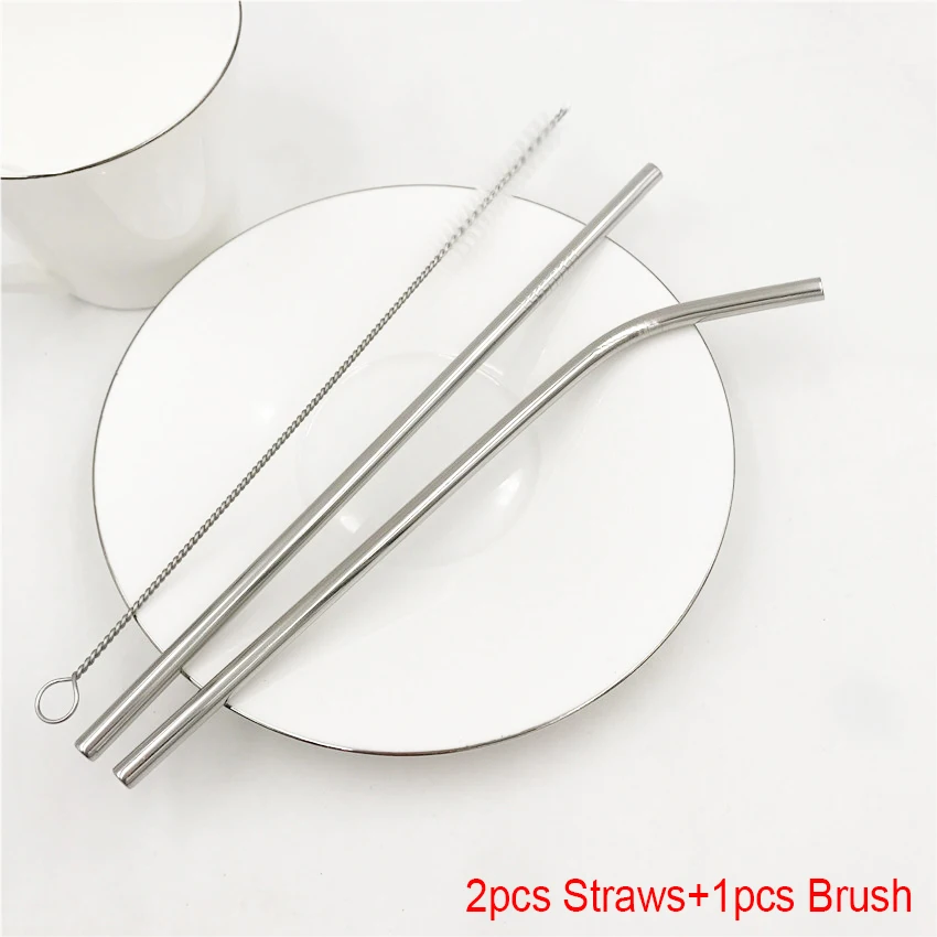 2 Straws 1 Brush 16 см короткая Питьевая соломинка для детей из нержавеющей стали соломинки многократного использования изогнутая соломинка кружка кофе детская питьевая соломинка с чистящей щеткой - Цвет: 2 Straws 1 Brush