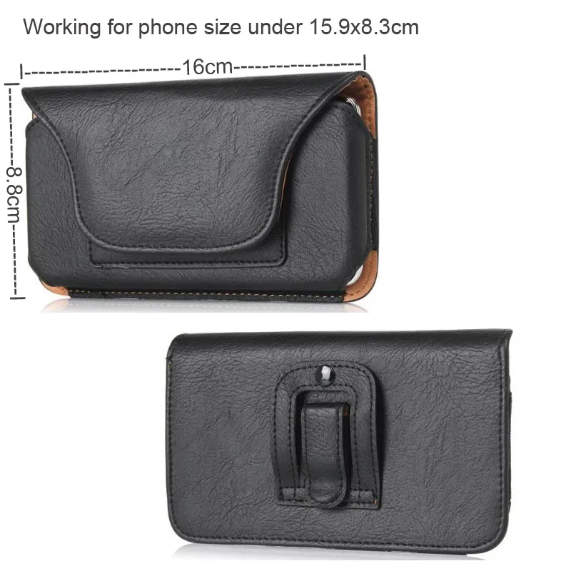 Black 16x8.8cm Кобурным зажимом для крепления на поясной ремень кожаный чехол для телефона чехол для sony Xperia L2/XA2 ультра/XA1 Плюс/XZ Premium/Z5 ультра/Z5 Плюс/Z5 премиум/E4G - Цвет: Black 16x8.8cm