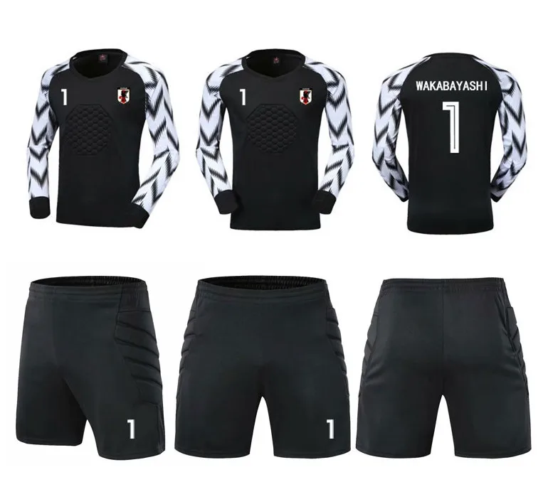 Black with Shorts Капитан Цубаса нанкацу школьная команда JFA вратарь Wakabayashi Genzo Косплей длинный рукав футболка футбол Джерси костюм - Цвет: Black with Shorts