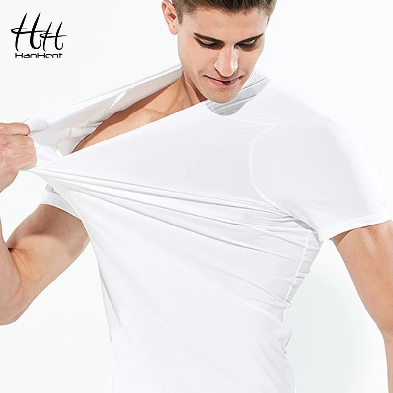 HanHent 2018 Hydrophobic T-shirts Men Waterproof T shirts Round Neck Dry Fit Tee Shirts New Men's Quick Fitness | Мужская одежда