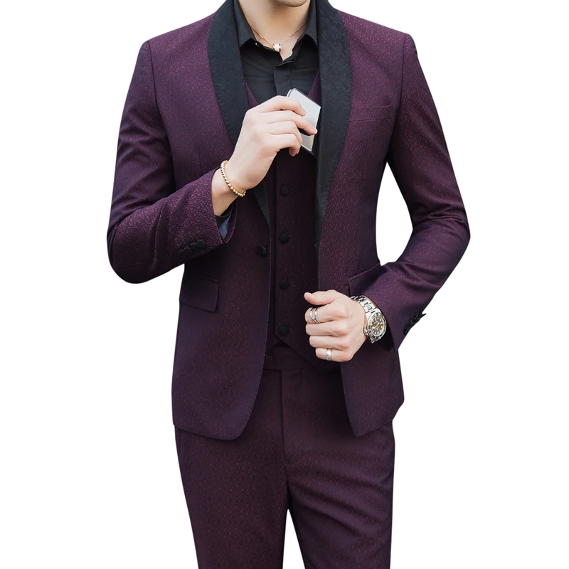 

Spring men Suit Brand Mens Suits Wedding Groom Plus Size S- 5XL 3 Pieces(Jacket+Vest+Pant) Slim Fit Casual Tuxedo Sets Male