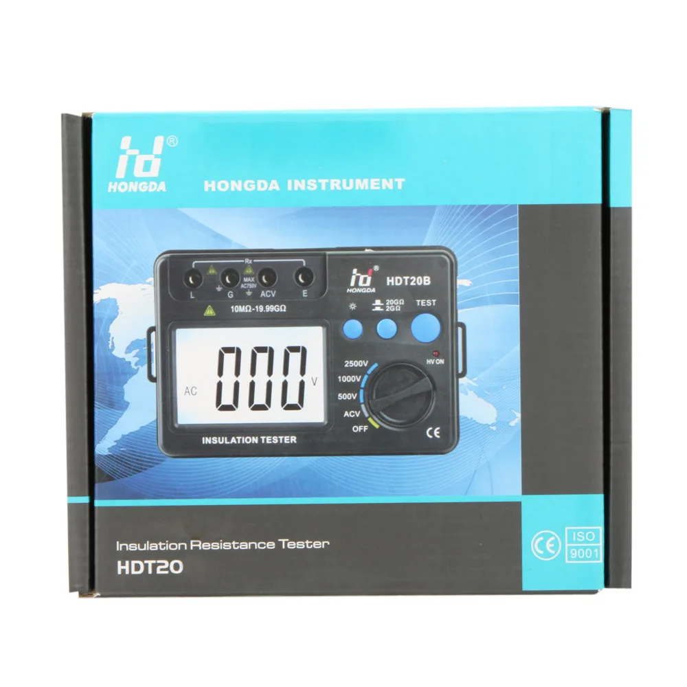 HD HDT20A тестер сопротивления изоляции метр Мегаомметр вольтметр Электронный диагностический инструмент esr метр 1000 В с ЖК-подсветкой