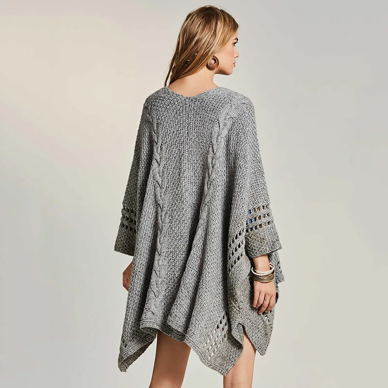 Женский Трикотажный плащ Bohoartist Серый Свободный кардиган с рукавами летучая мышь