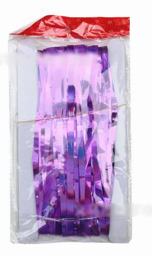 Purple Красивая матовая Золотая Серебряная металлическая бахрома из фольги Блестящий дождевой занавес декор свадебное украшение для фотосъемки - Цвет: Purple