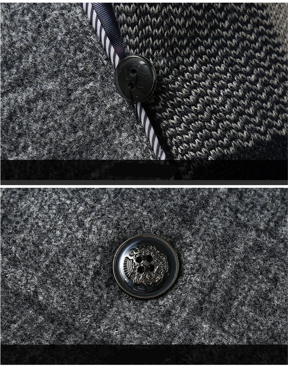 NEW Men Winter Warm Trench Woolen Coat Slim Fit Casual Reefer Jackets Solid Stand Collar Single Breasted Peacoat parka