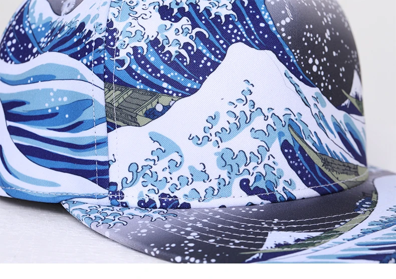 NUZADA Ukiyo-E стильные хлопковые Кепки из полиэстера с 3D-принтом, бейсболка для мужчин и женщин, шляпы для пар, двухслойная бейсболка