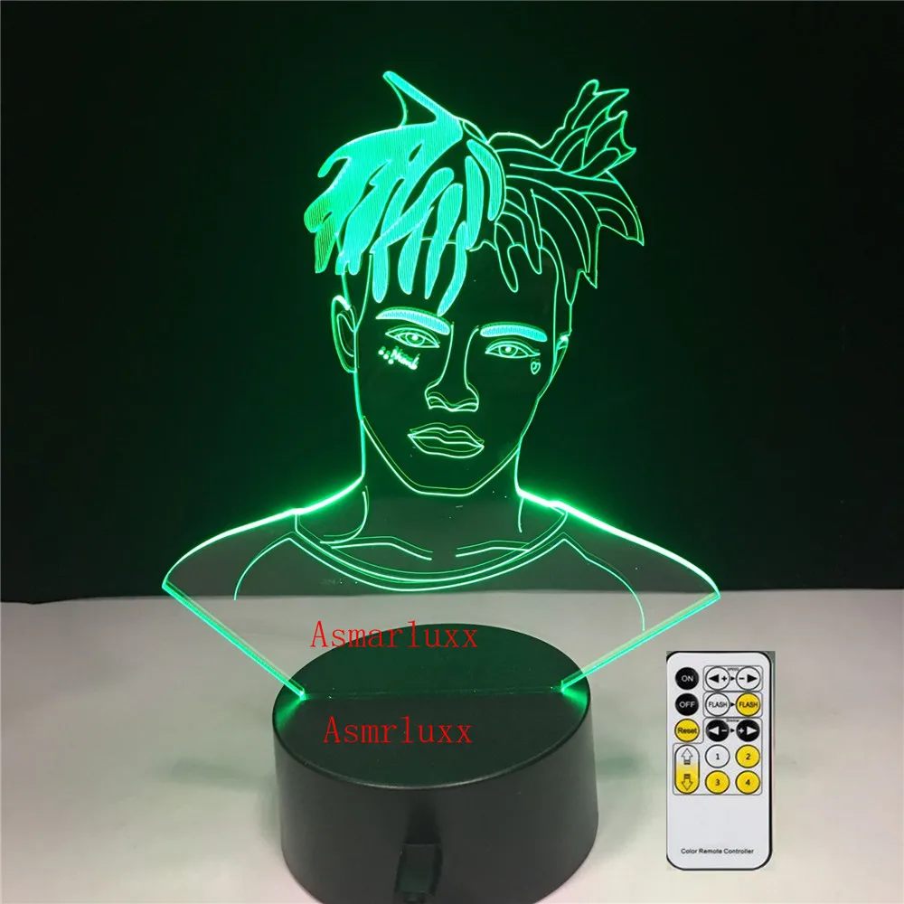 Лыжная маска the Slump God Rapper 3D лампа иллюзия 7 цветов меняющий стол светильник