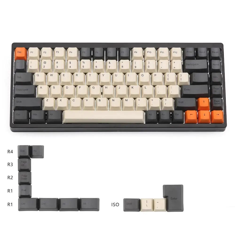Carbon keycaps УГЛЕРОДНЫЙ краситель-подложка OEM колпачки поддержка ISO макет для KBD75 вишневая механическая клавиатура MX - Цвет: Carbon keycaps