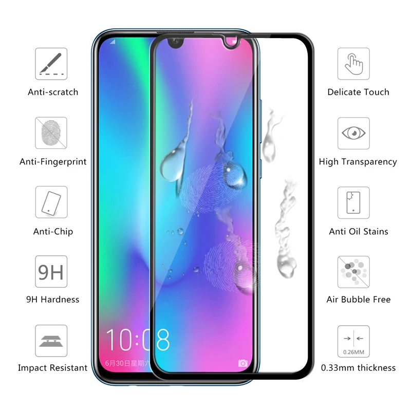 Полное покрытие из закаленного стекла Honor 10 lite Защита экрана для huawei Honor10 Armor Light