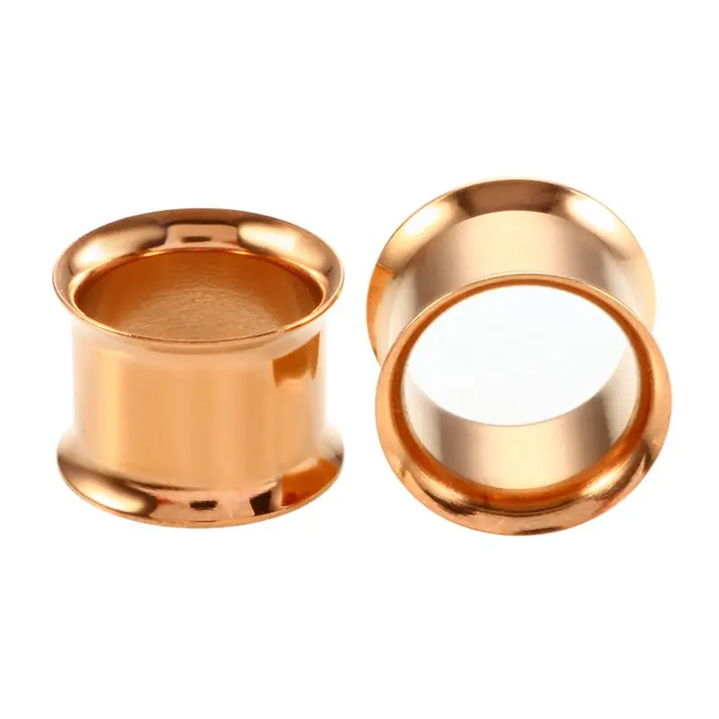 Rose Gold 316l хирургическая сталь красочные анодированный без нитки двойной расклешенные полые уха вставка для туннелей расширитель для уха Украшения для тела - Окраска металла: Rose Gold