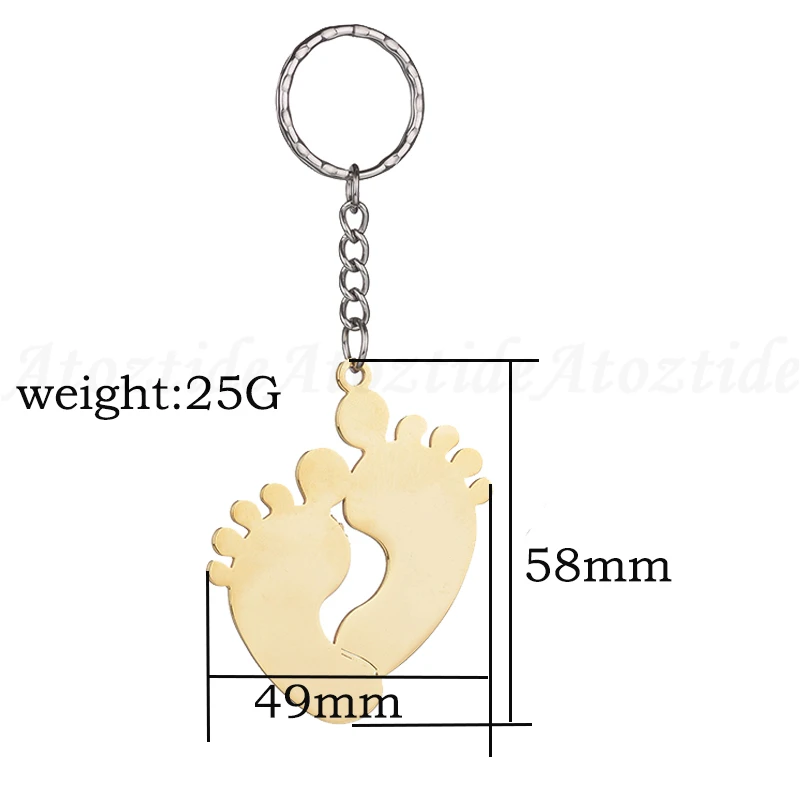gold feet Atoztide индивидуальные водослива брелок для семья нержавеющая сталь индивидуальный выгравировать фотографии мышь брелок в виде оленя Рождество - Цвет: gold feet