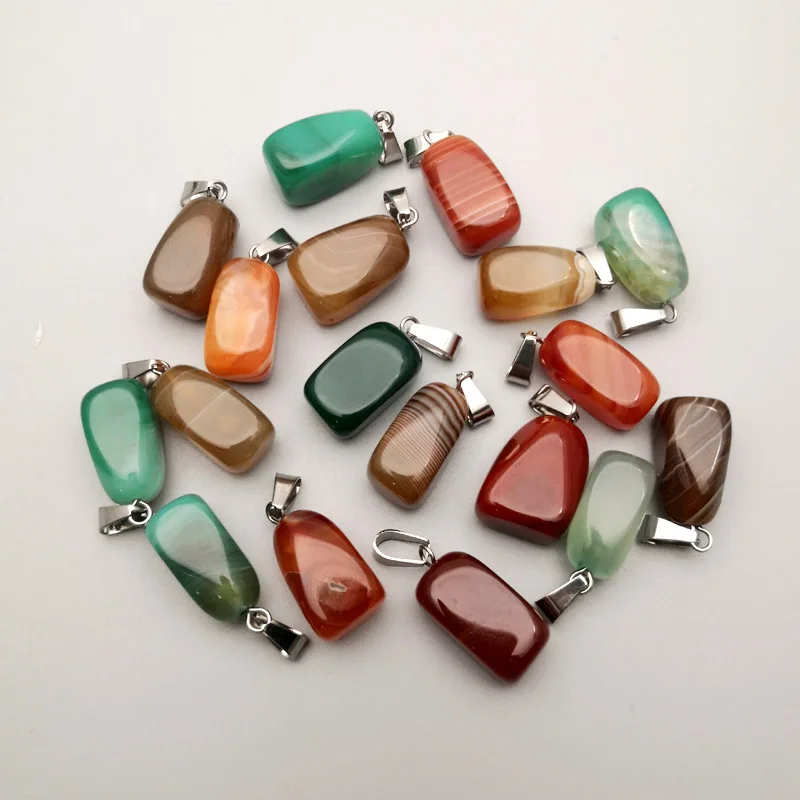 

fashion Natural stone mxied agates Necklace Pendants for Jewelry making Different sizes Charm accessories 12PCS wholesale