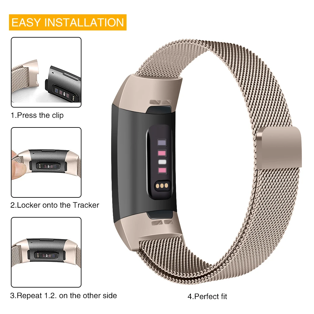 OULUCCI металлический сетчатый ремешок с петлей, для браслета Fitbit charge 2 кожаный ремешок для Fitbit charge, 3 ремешка, умный браслет для мужчин и женщин