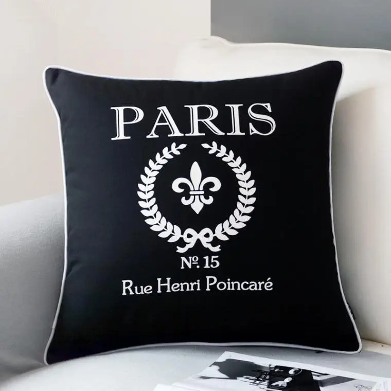 Новинка современный чехол для подушки в Париже черный декоративный диванной