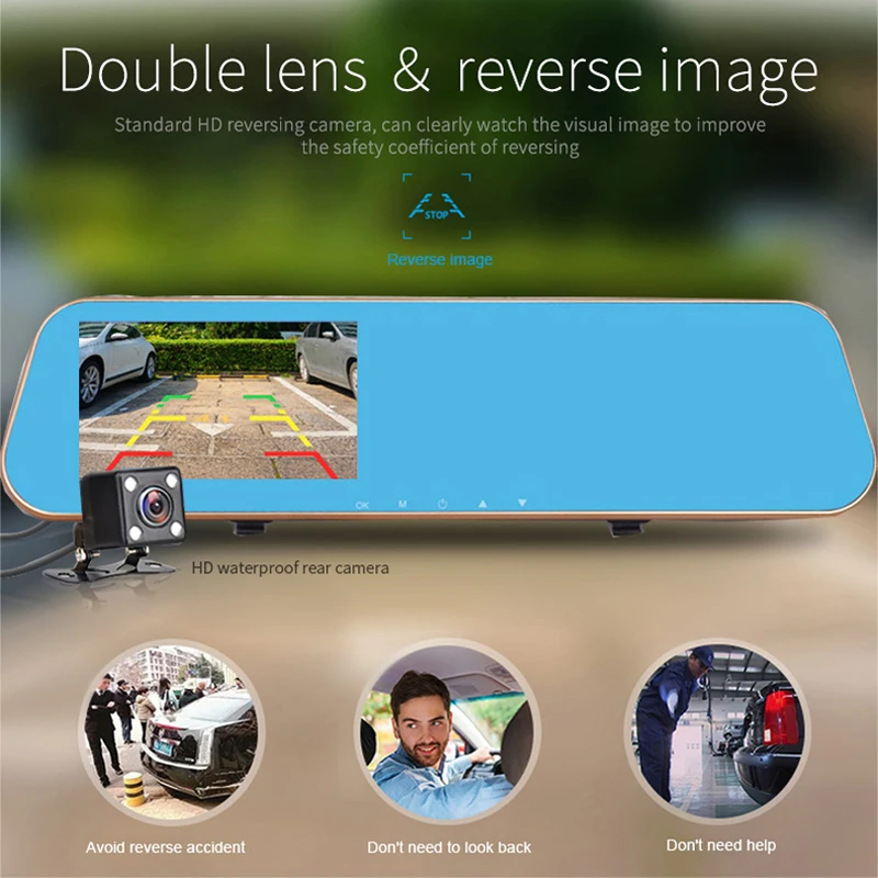 

Rearview Mirror Camera 4.3 Inch Car DVR Dash Camera Video Recorder FHD 1080P Dashcam Dual Lens Night Vision Car Vehicle Camera