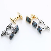 2016 hot sale square multicolor mosaic cat eye of cufflinks for mens size 1414mm business wedding cuff links with gifts box
