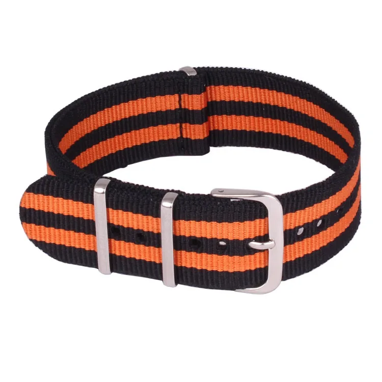 

Wholesale 22 mm Multi Color Black Orange Army Sports nato fabric Nylon watchbands Watch Strap accessories Bands Buckle belt 22mm