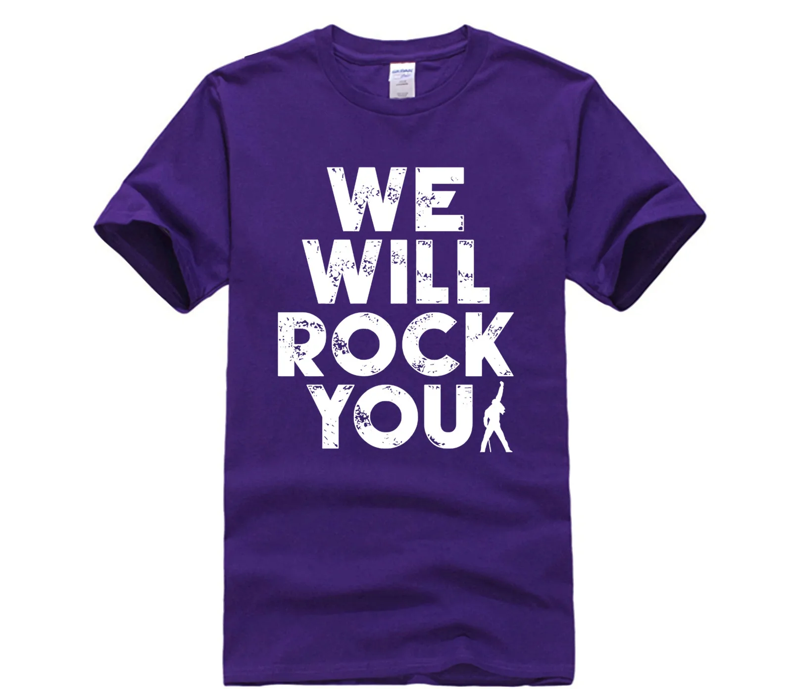 

casual o-neck loose summer T shirt for men Vintage We Are Rock You Queen Rock Band O Neck Cotton Short Sleeve T shirts For Men