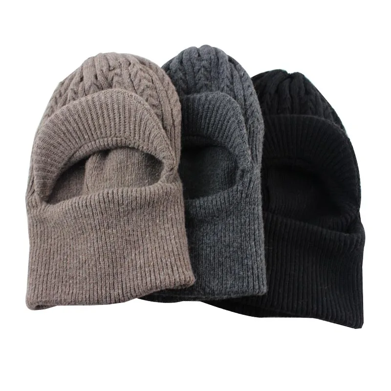 Шерстяные шапки вязаные мужские зимние шапки Skullies Bonnet Зимние головные уборы для мужчин и женщин Beanie Балаклава с шеи теплая маска для лица