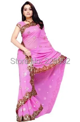 Национальная индийская одежда с вышивкой сари классический жоржетт блестки топ