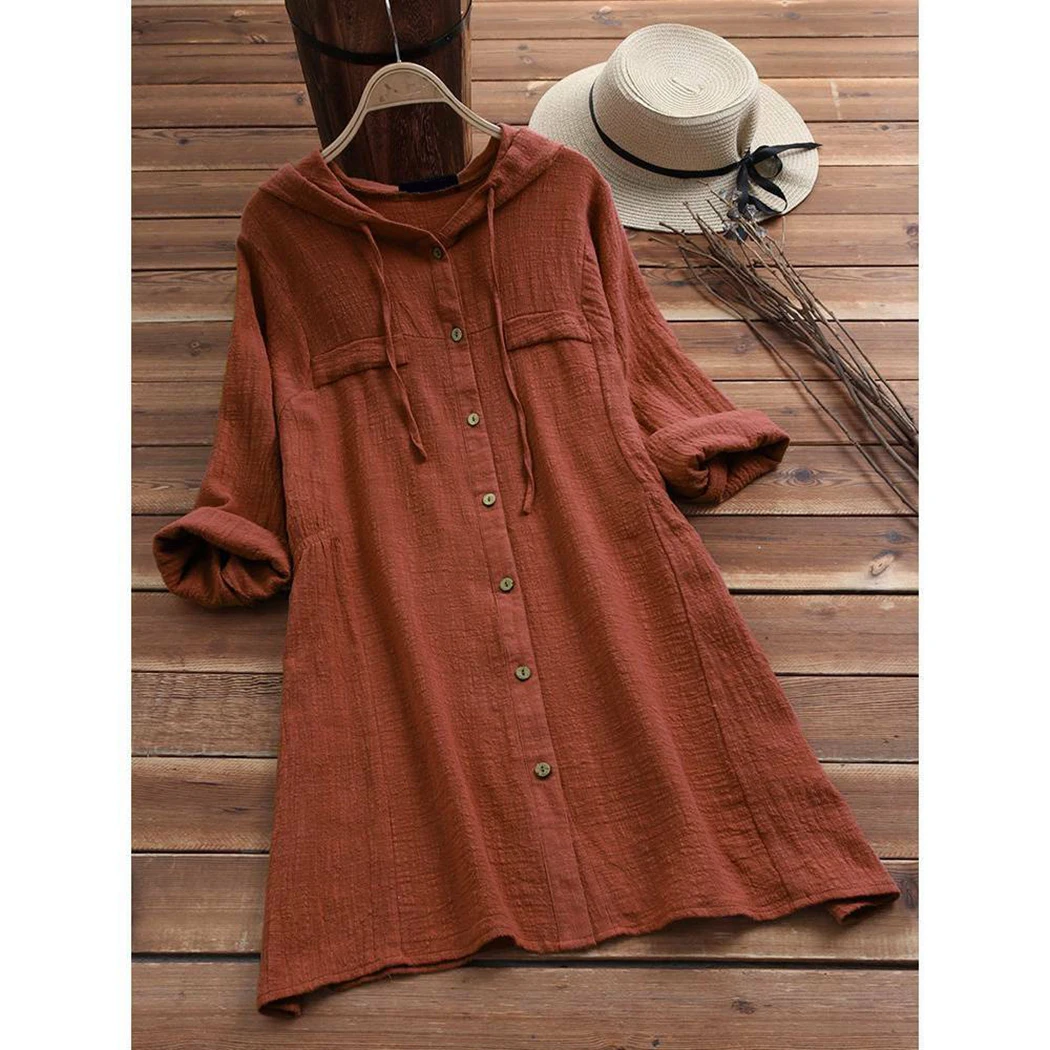 2019 повседневная женская Свободная рубашка на пуговицах плюс размер Женская